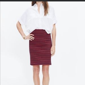 Madewell Red and Black Striped Skirt